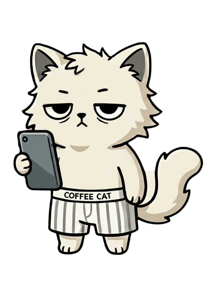 Cat holding phone showing QR scanner